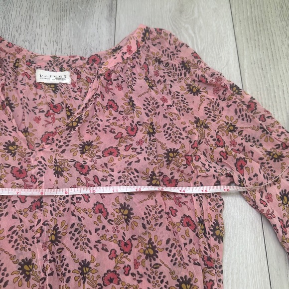 Revolve‎ Velvet by Graham Spencer Aubrey dress pink mini long sleeve sheer large - Picture 8 of 9